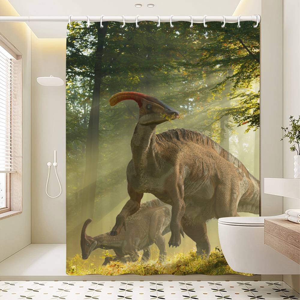 Dinosaur Art Paint Shower Curtain Bath Curtain Print Polyester Fabric Waterproof Bathroom Curtains With Hooks Bath Screen