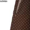 VONDA Women High Zip-up Waist Polka Dots A-Line Long Skirts