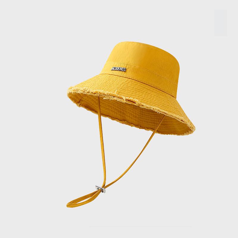 Japanese Retro Women's Denim Fisherman Bucket Hat, Distressed Sunshade for Larger Head, Face Slimming Sun Protection.