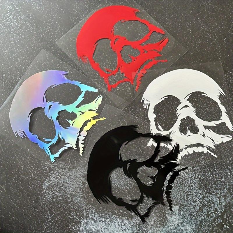 1PC Waterproof Holographic Skull Vinyl Stickers In Red White Black for Car Motorcycle Helmet Decoration Durable Premium Fashion