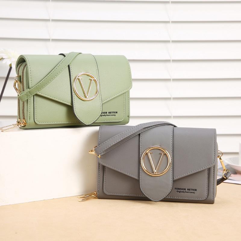 IELGY Женский длинный диагональный кошелек в корейском стиле с двойной молнией серый — фото 4