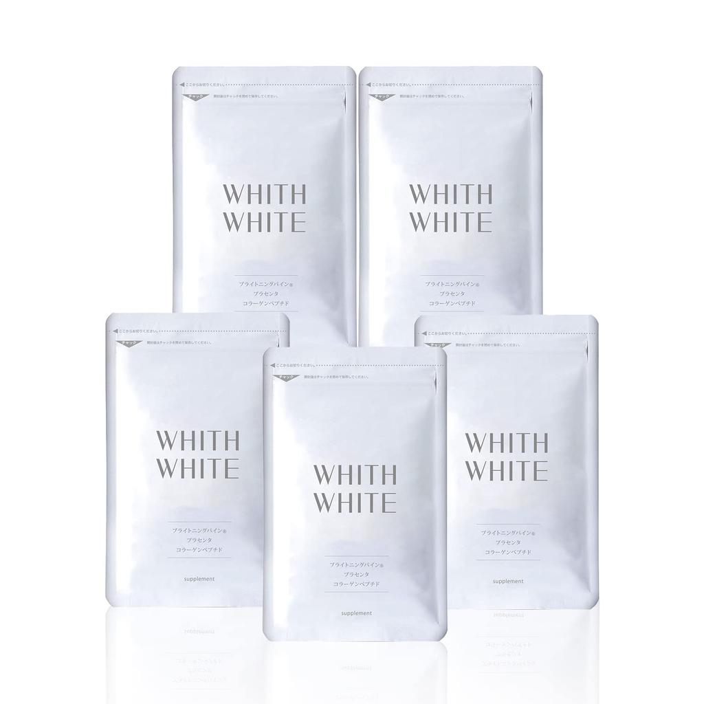 Vnitřní zářivá podpora: WHITH WHITE Doplněk stravy - Zlepšovač krásy s ceramidy, placentou a kolagenem, Vyrobeno v Japonsku