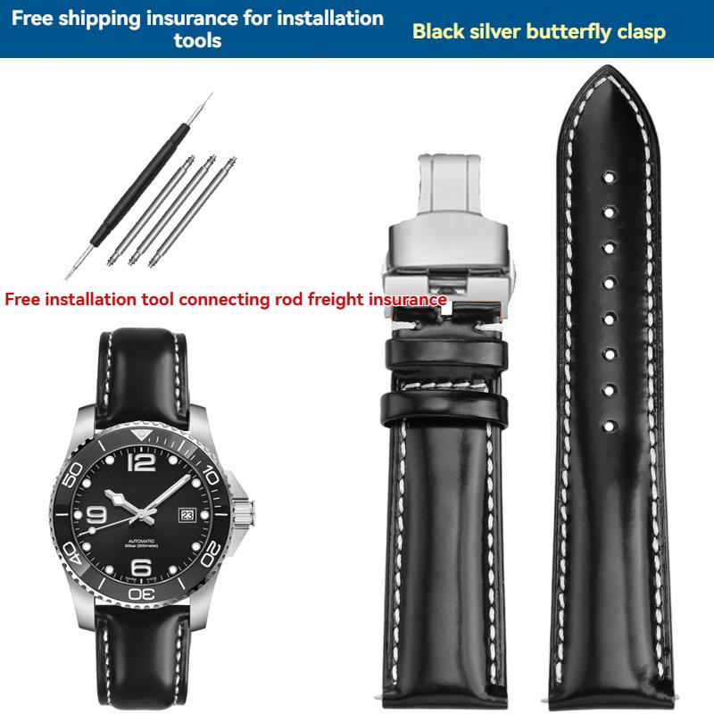 

Для шкіряного ремінця Longines Conquest Sports (Модель L3.742 642 782) - 21 мм Чоловічий Спортивний Бізнес Вологовідвідний Чорний Шкіряний Ремінець 21mm