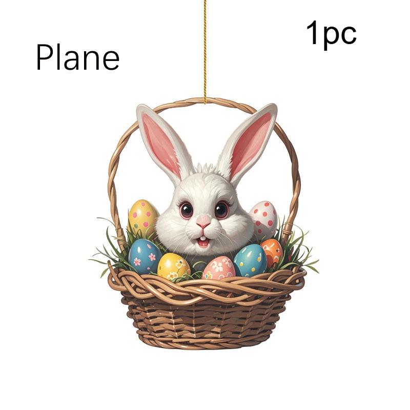 1/2pcs Easter Bunny Acrylic Flat Decorative Pendant, Keychain Pendant,Car Interior Decoration Pendant,Holiday Hanging Decoration