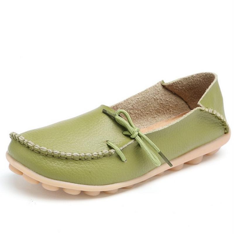 Casual Women's Single Shoes, Mother Shoes, Flat-bottomed Peas Shoes, Nurse Shoes, Lace-up Tendon Low-top Shoes