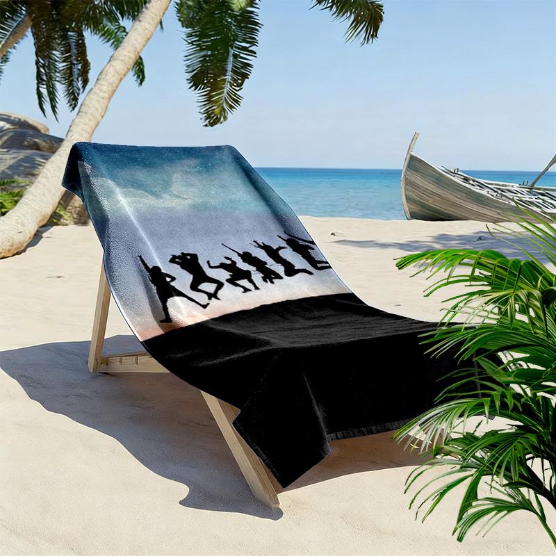 Leap Joy: Silhouettes Harmony beach towel Outdoor camping soft swim Absorbent bath towel Outdoor pool towel printing Comfort Fashion beach towel