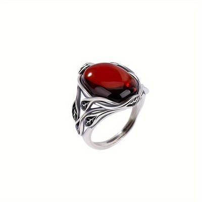 European & American Style Retro Red Vine Imitation Agate Unisex Ring