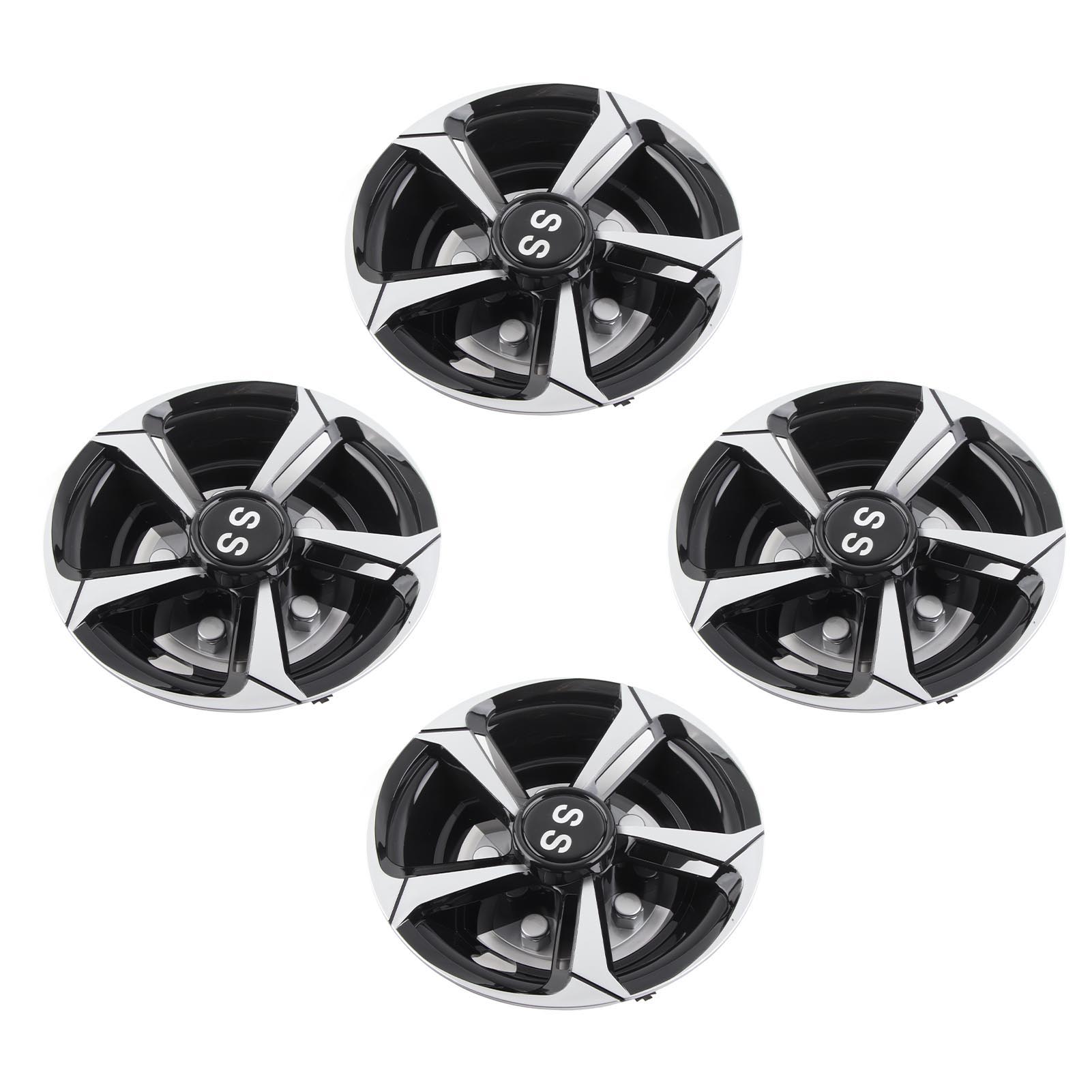 

4 шт. 8-дюймовые колпаки ступиц колес для гольф-карт, ударопрочные, универсальной посадки, серебристо-черные, легкие, замена для E‑Z‑GO