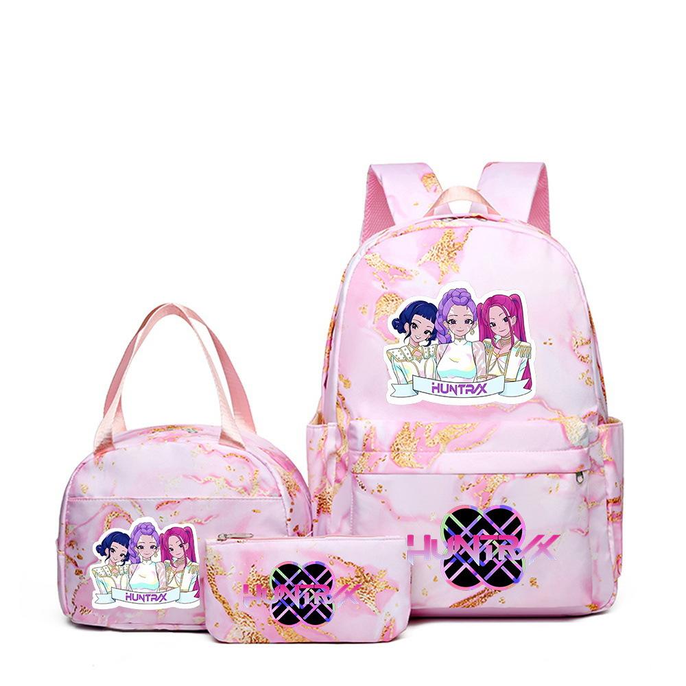 Kpop Witch Hunter Backpack Lunch Bag Pencil Case Set Student Animation Fashion School Bag Pencil Case Lunch Bag