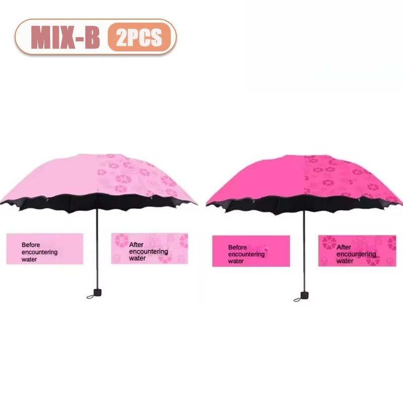 1/2PCS Portable Water Flowering Umbrella Manual Open UV Protection Sun Rain Dual Use Parasol Black Coating Creative Design