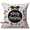 Happy Christmas Decoration Cushion Cover Cotton Linen Geometric Sofa Decorative Christmas Throw Pillow Case Cojines