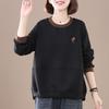 New Women's Spliced   Loose Pullover Western Style Retro Versatile Casual Long Sleeve Sweater