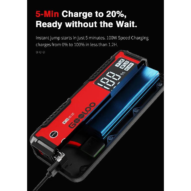 GOOLOO 4000A 12V Charger External Battery Booster 24000mah Car Jump Starter Car Battery PD100W Fast Charging Portable Power Bank