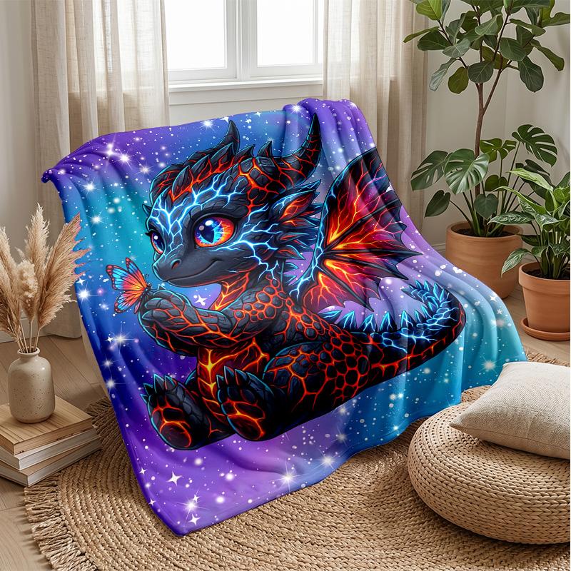 Kitty King On Dino Theme Blanket Lightweight Warm Flannel Blanket Decorative Throw Blanket for Home Decoration