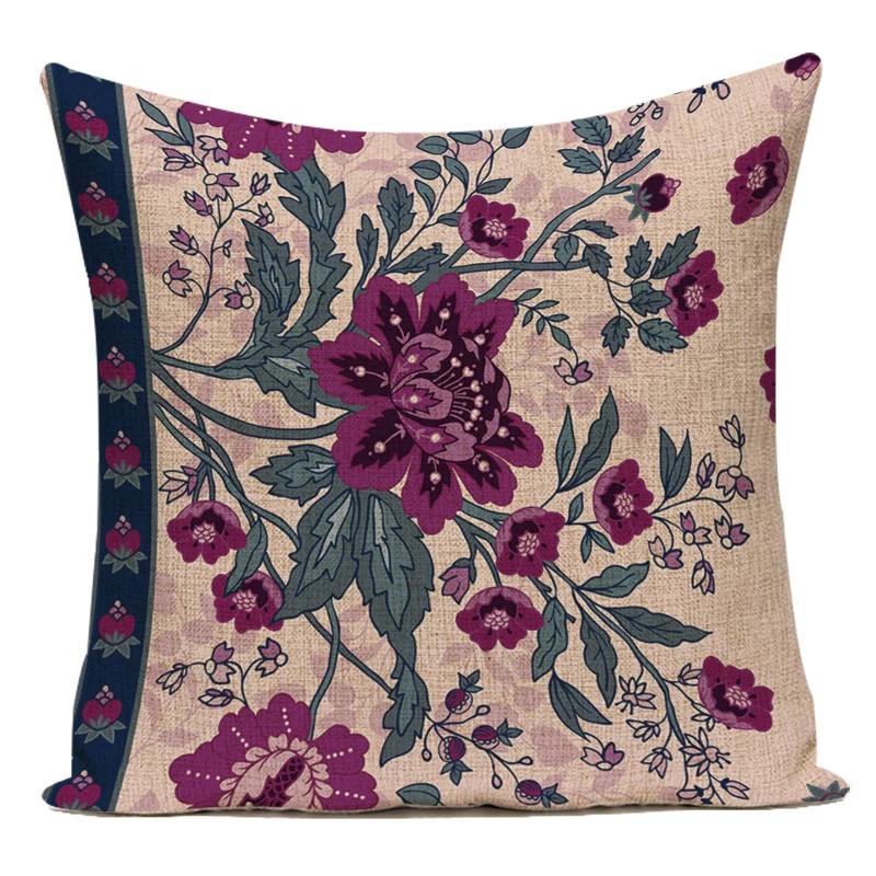 Vintage Style Flower Floral Polyester Decorative Pillow Cover Sofa Cushion Cover for Living Room Capa De Almofadas Pillowcase