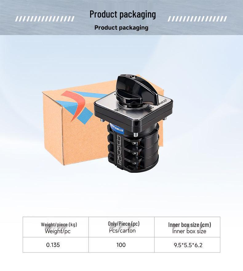 Zhuochao LW8-10/YH3.3 Three-Phase Voltage Switch with Zero Position, No Neutral Line, Universal Changeover.
