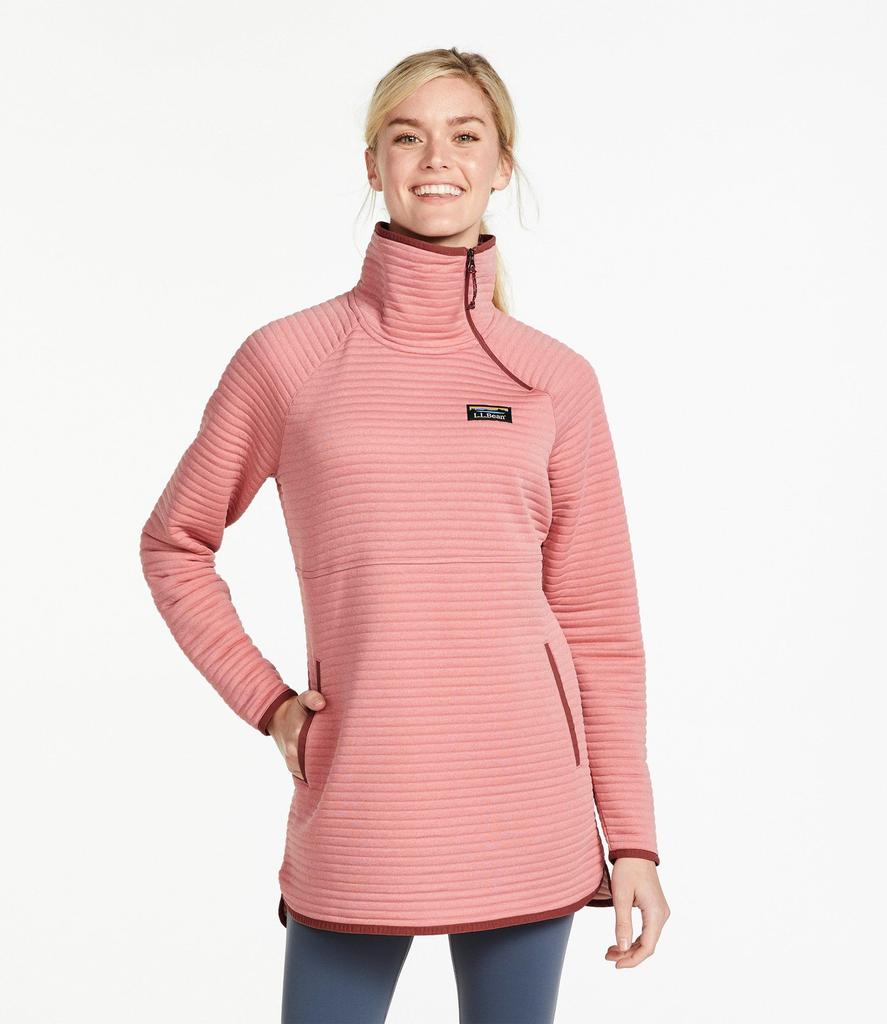 LL Bean Airlite Knit Asymmetric US Size Emerald Spruce Heather 1000117979 Women's Quarter-Zip Tunic, Fit, Regular, Small, Green,