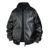 Men's Stand Up Collar PU Leather Jacket, Slim Fit Motorcycle Jacket, Versatile Top