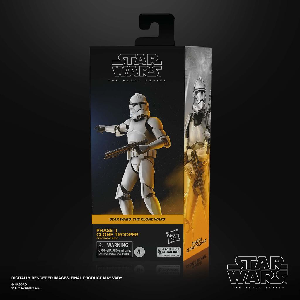 Hasbro Star Wars Black Series Phase II Clone Trooper, Star Wars: The Clone Wars 6-inch (15 cm) Action Figure, Ages 4 and Up, F7105, Authentic