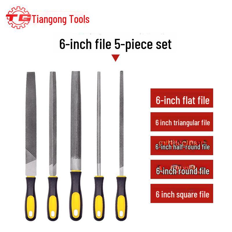 Tiangong High Carbon Steel Woodworking File Set: Triangular, Poking Knife, Round File for Benchwork and Grinding.