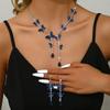 French High-End Zircon Butterfly Fringed Earrings Necklace Set Niche Temperament Collarbone Chain Light Luxury Fashion Jewelry