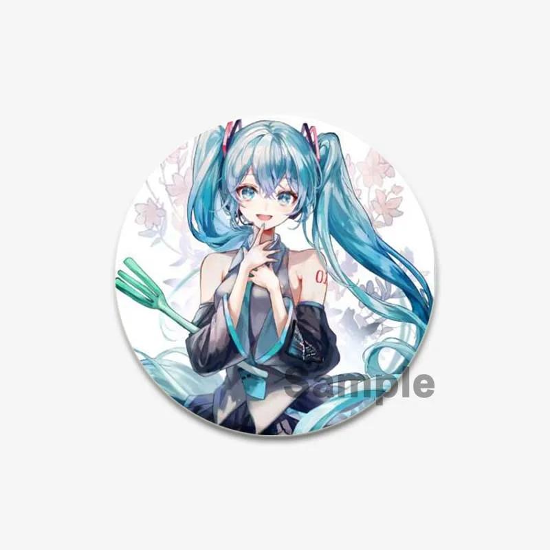 32/44/58mm Cute Cartoon Figure Miku Brooches Cosplay Singer Exquisit Badge for Collar Backpack Hat Accessory Handmade Pin Gift