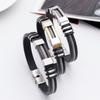Man Bracelets Stainless Steel Casual Adjustable Bracelet For Men Waterproof Silicone Bangles Black Wristband Punk Trendy Jewelry