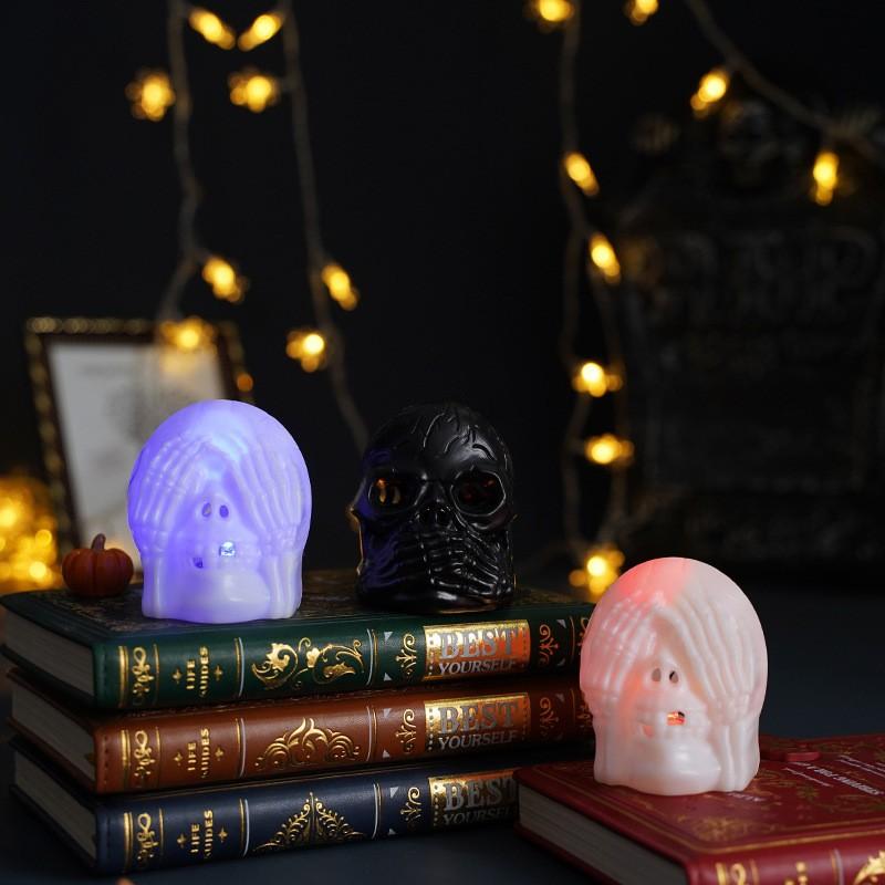 Halloween Skull LED Night Light Set - 3pcs Blind Deaf Mute Decor Party Home Office Decoration