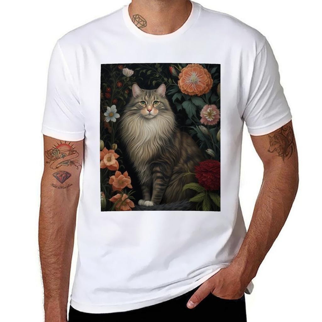 Maine Coon Katze mit Blumen T-Shirt t shirt mann baumwolle baumwolle t-shirt pack T-Shirt