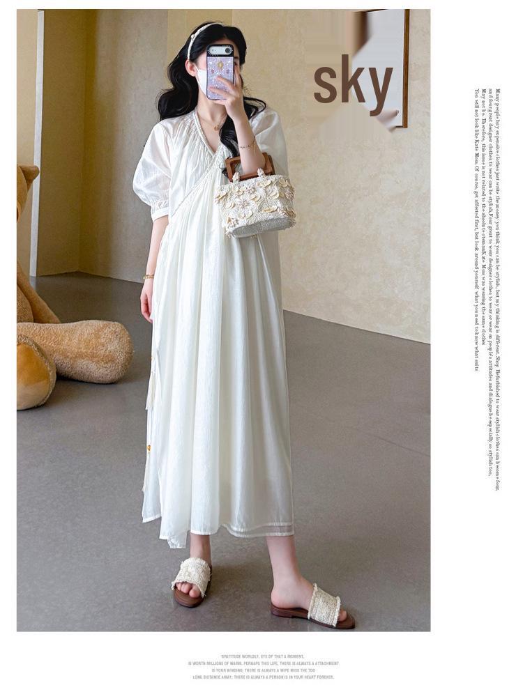2026 Summer Tencel Maternity Dress - Exquisite Slimming Long Style
