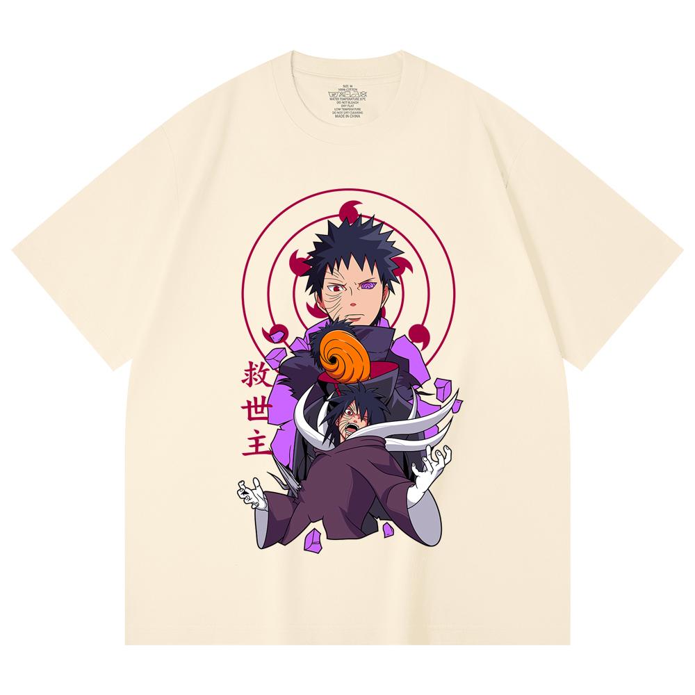 

230 г/м² 100% хлопок Наруто V14 Принт Обито Унисекс Тяжелая хлопковая футболка XS абрикосовый