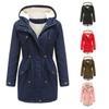 Manteau Parker à Col Capuche Coton Manteau Zippé Mi-Long Saison Hiver Manteau Chaud et Moelleux avec Veste en Coton