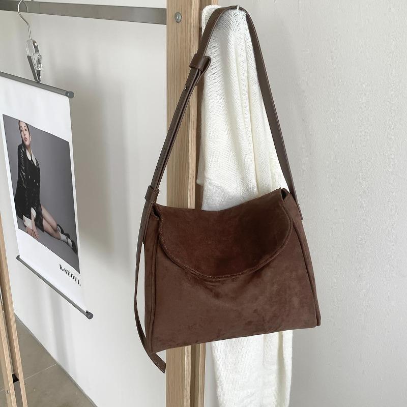 Nischen-Wildledertasche Retro Muschel Herbst und Winter neue kleine quadratische Tasche Damen einfarbig vielseitig tragbare Umhängetasche