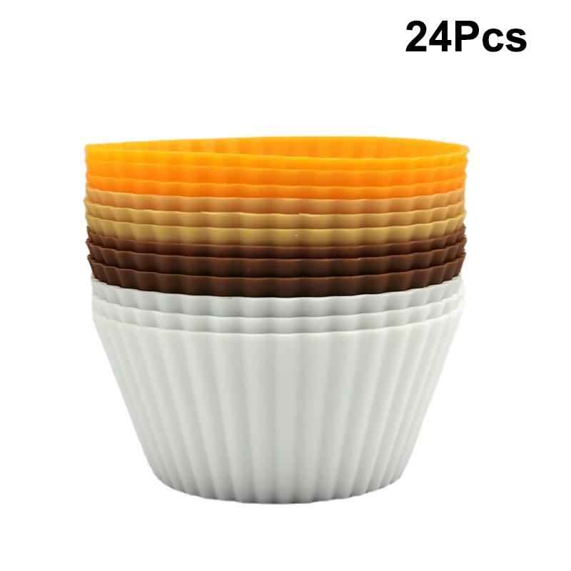 12/24Pcs Silicone Cake Mold Round Shape Muffin Cupcake Baking Molds Pudding Jelly Cup Pastry Home Kitchen Bakeware Bpa Free