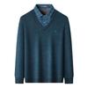MONTAGUT Men's Faux Two-Piece Cashmere Blend Fleece Knit Shirt