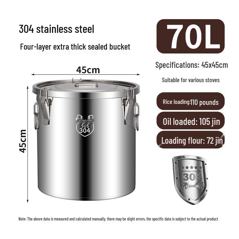 Stainless Steel Sealing Bucket: Insect & Moisture-Proof Rice and Soup Container