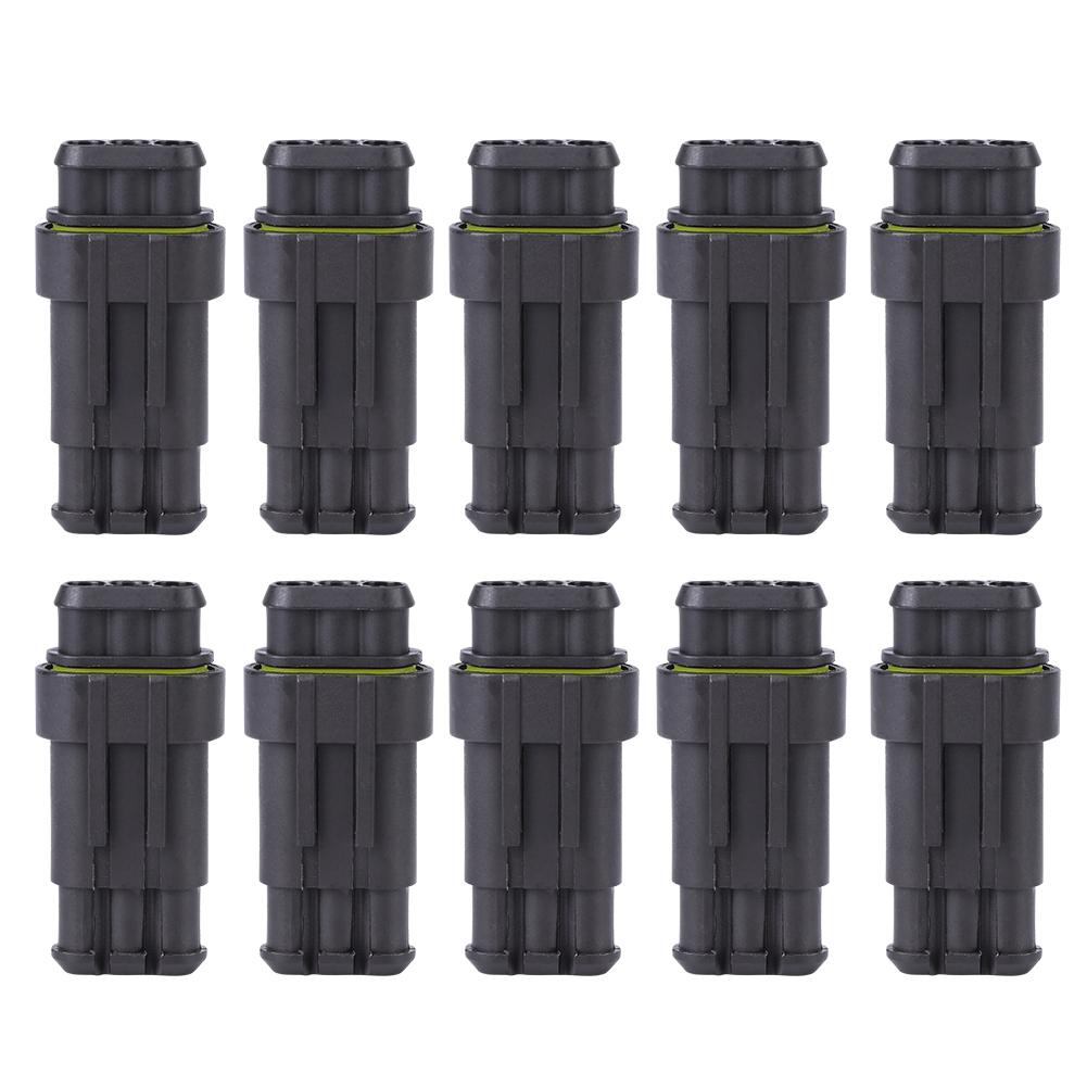 10 Set 3 Pin Way Waterproof Electrical Connector Car Wire Connector Plug Terminal