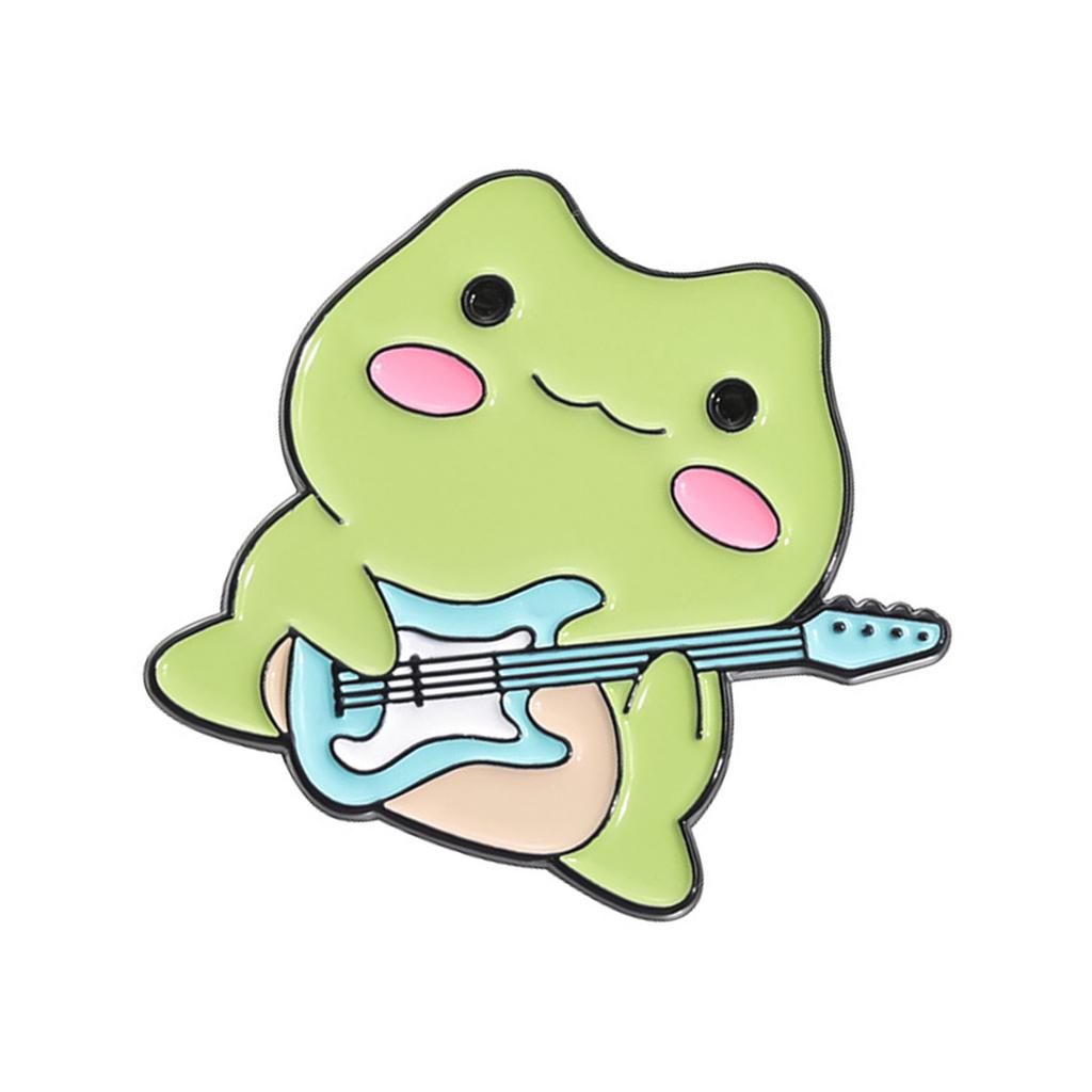 Cute Frog Band Enamel Pins Adornment Unique Animal Musician Brooches Lapel Badges For Kids And Friends Jewelry Gift