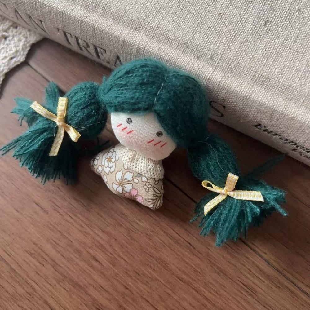 Handmade Braid Girl Doll Fabric Cotton Filled Mini Cartoon Doll Clothing Decoration