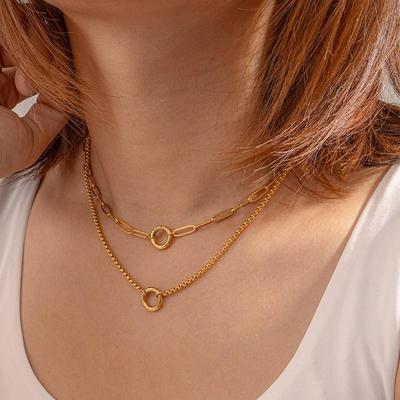 316L Stainless Steel Hollow Round Necklaces Fashion Minimalist Waterproof Daily Party Jewelry Gifts EL0088