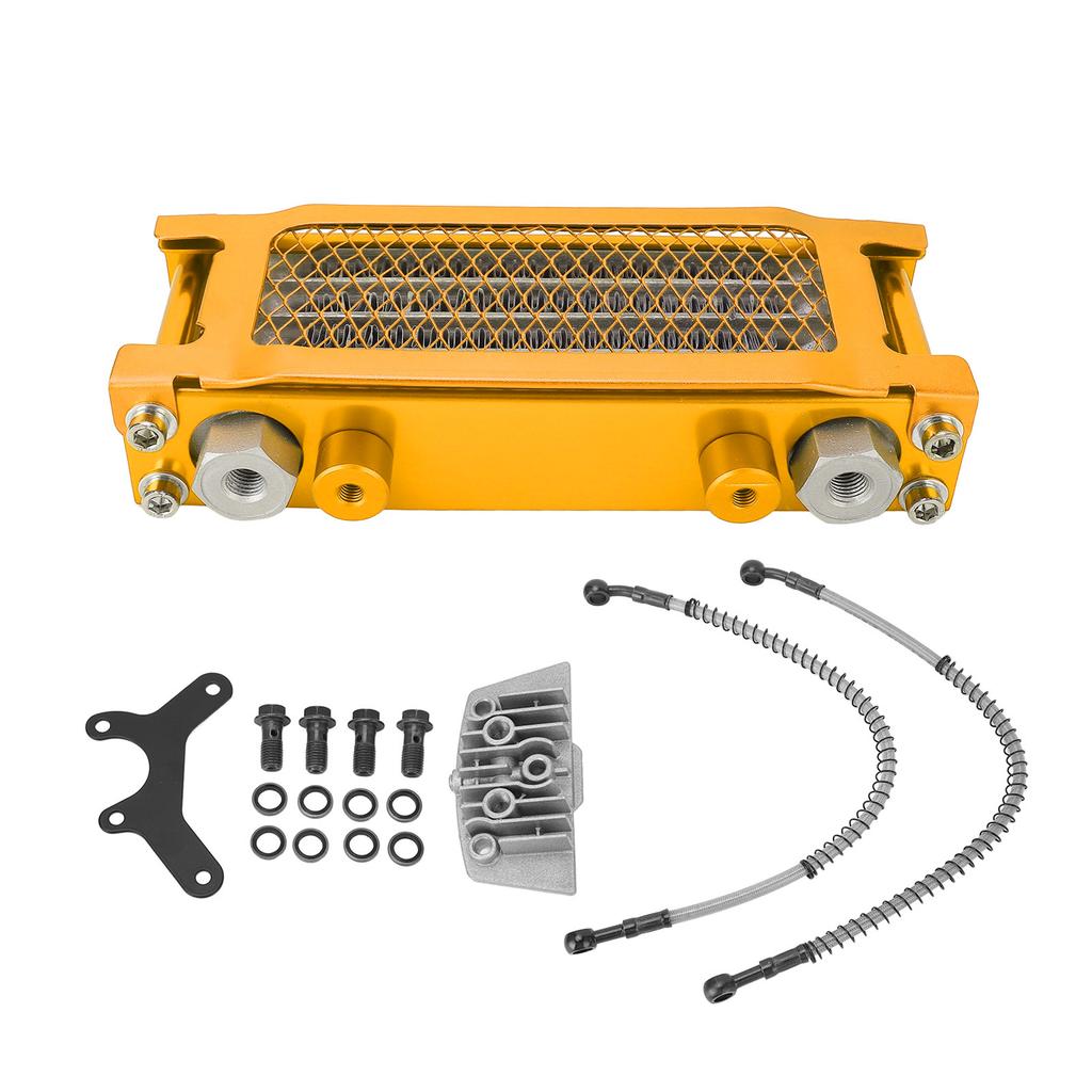 Motorcycle Oil Cooler Kit Aluminum 4 Rows High Efficiency Replacement for Monkey 125 50cc to 150cc Dirt Pit Bike Gold