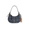 Kleo Fabric , Split Cow Leather Crescent Bag , Handbag , Crossbody Bag , Shoulder Bag Small Women's Denim Blue (Unisex) Shoulder Bags
