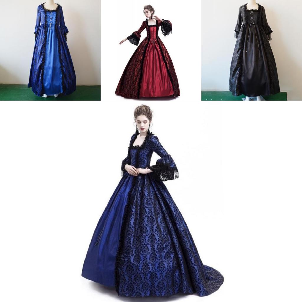 Elegant Renaissance Gothic Womens Victorian Maxi Dress Perfect For Cosplay