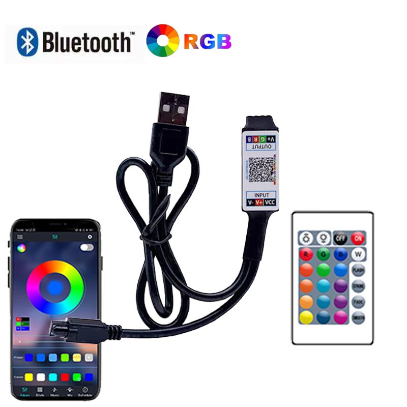 USB Bluetooth RGB Controler 5V 4 Pins RGB Led Controller 5V RGB Led Lights Controller 24Key Remote Smart Controller RGB
