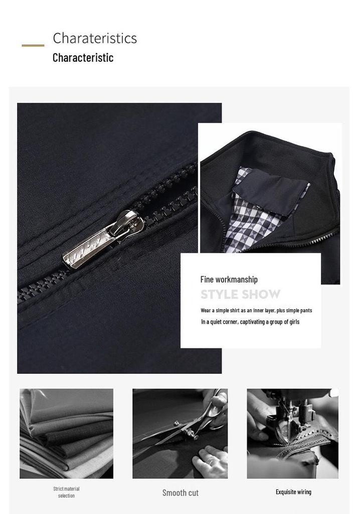 Men's Plus Size Spring & Autumn Casual Business Jacket with Stand Collar