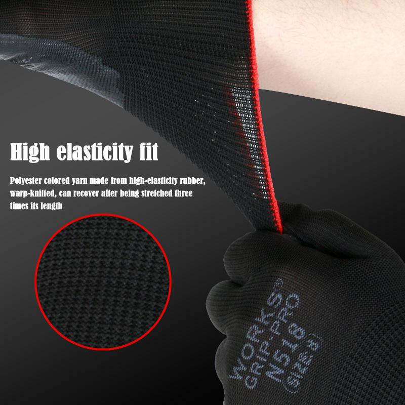 12Pairs Wear Resistant Gloves For Construction Rubber Gloves Nitrile Gloves Safety Gloves Mechanic Working