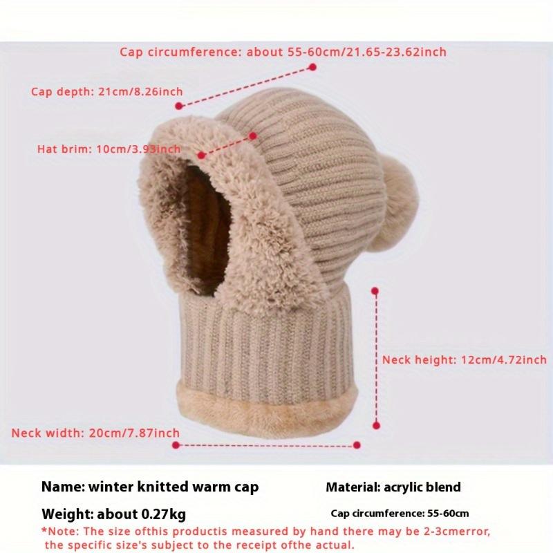 1pc Winter Fleece Lined Knit Hat with Earflap, Windproof and Warm Hooded Neck Gaiter for Outdoor Cycling,Christmas, Halloween