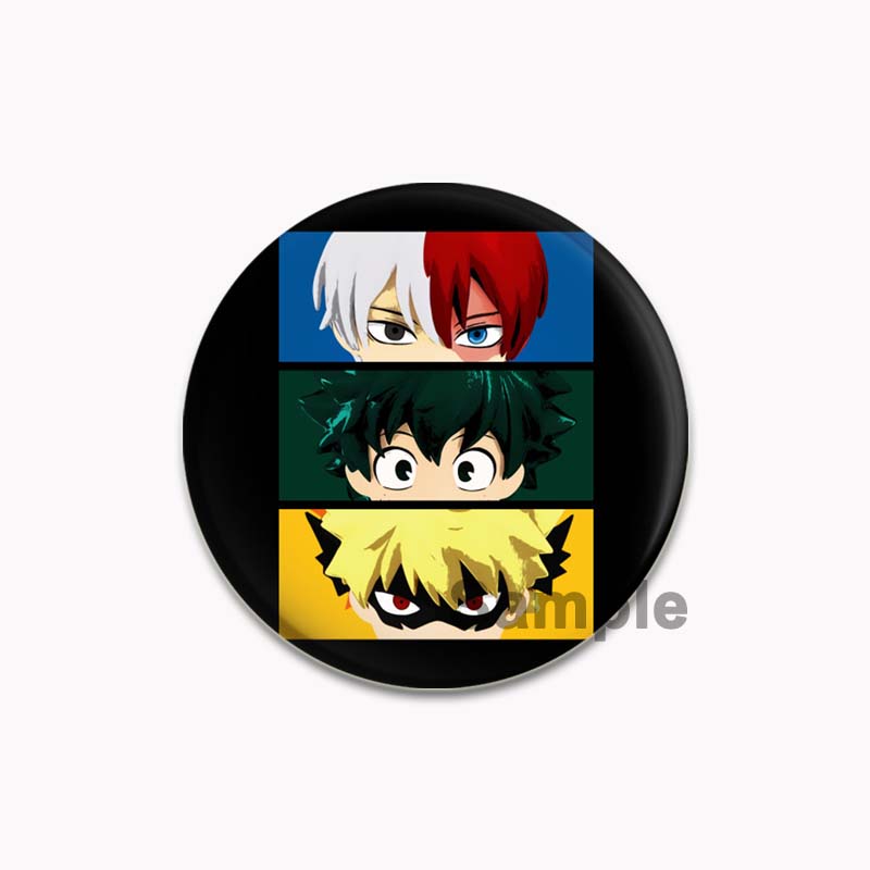 32/44/58mm Anime My Hero Academia Brooch Midoriya Izuku Bakugou Katsuki Todoroki Shoto Cartoon Badge Accessories Jewelry Gift Handmade Round Pins