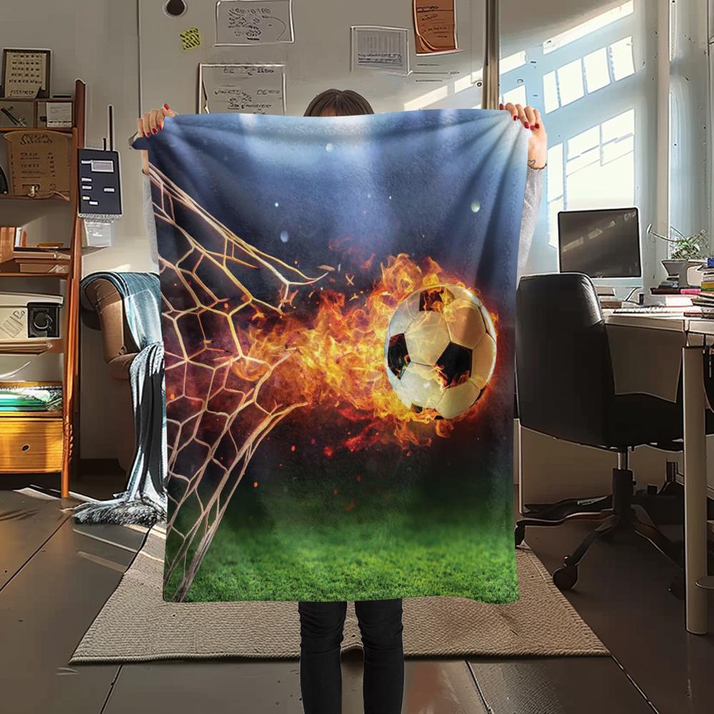 

1Pc Soccer Art Print Flannel Blanket, High quality Comfortable for All Seasons, Home Decor, Warmth and Comfort, Perfect for Christmas Gifts 80cm x 120cm