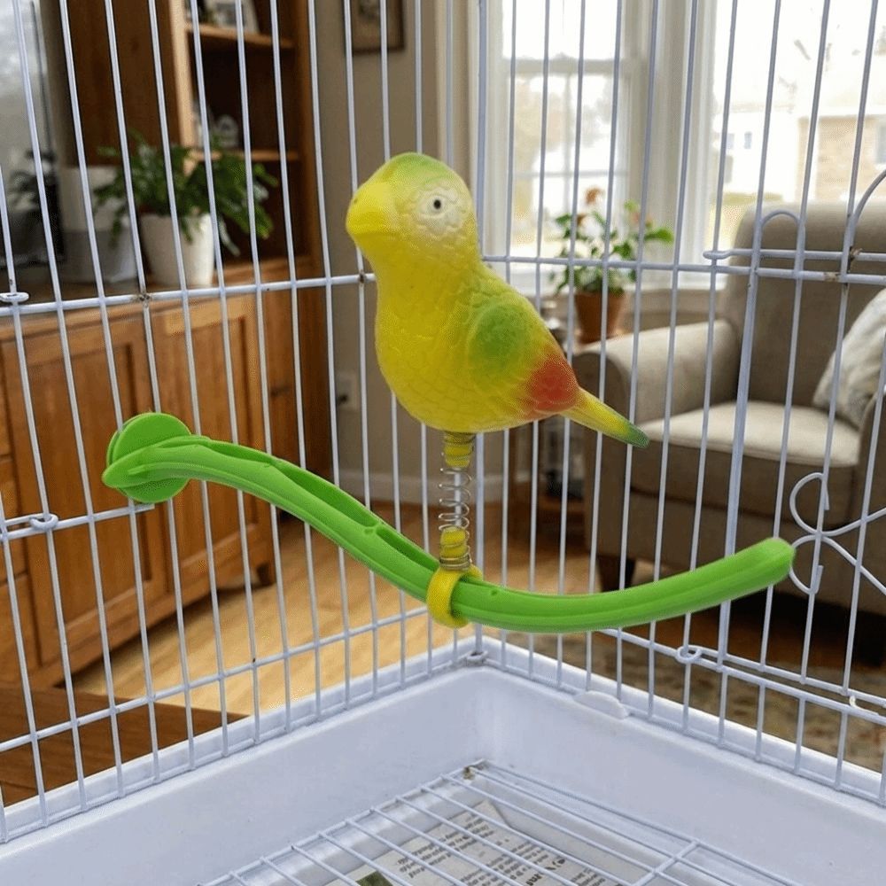 Plastic Swing Perch Toy Spring Wobble Bird Chewing Stand Parrot Play Rack  for Bird Cage Aviary